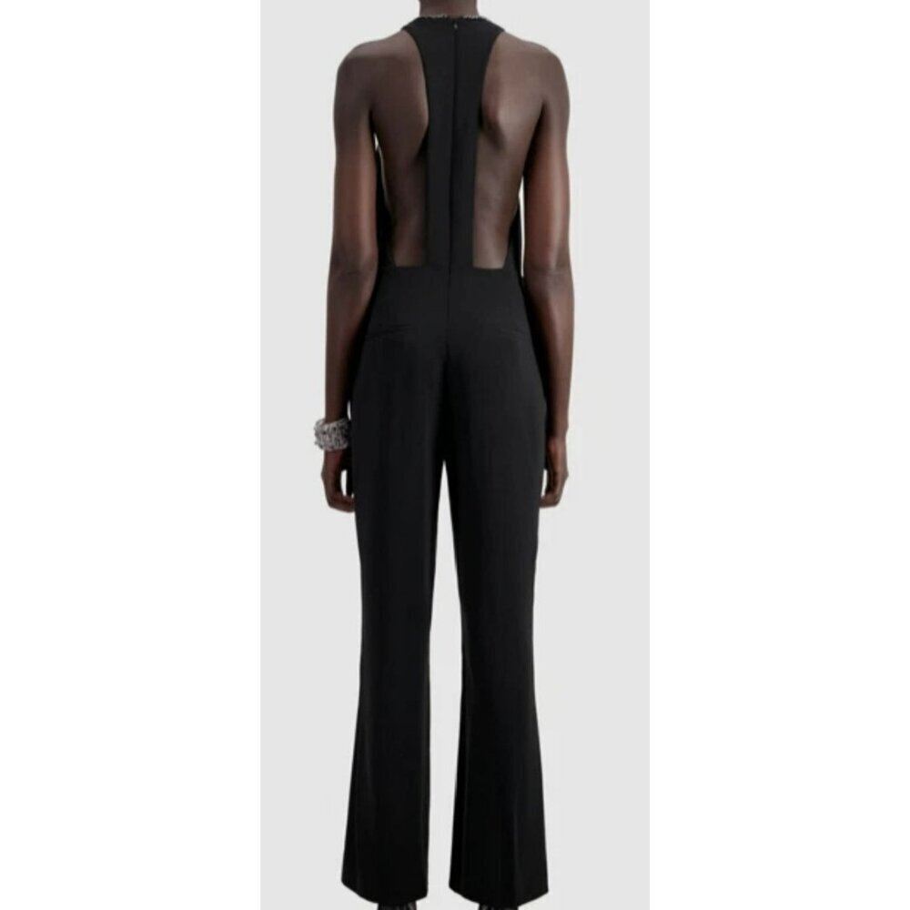 The Kooples $395 Chain Neck T Back Black Jumpsuit Sz Medium NWT